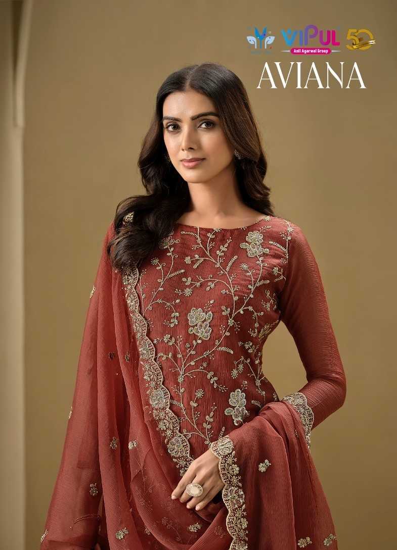 vipul fashion aviana organza chiffon embroidery work 3pcs suits