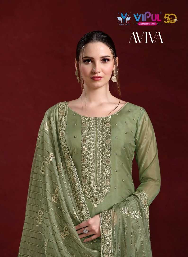 vipul fashion aviva soft organza unique design ladies suits