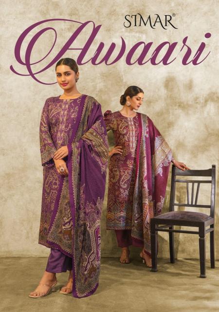 glossy awaari digital printed pashmina winter collection suits
