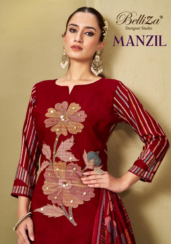 manzil by belliza designer unique print rayon ladies suits