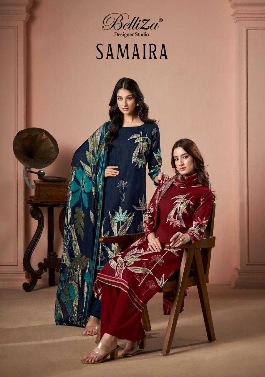 samaira by belliza designer viscose rayon print big size fullstitch ladies suits