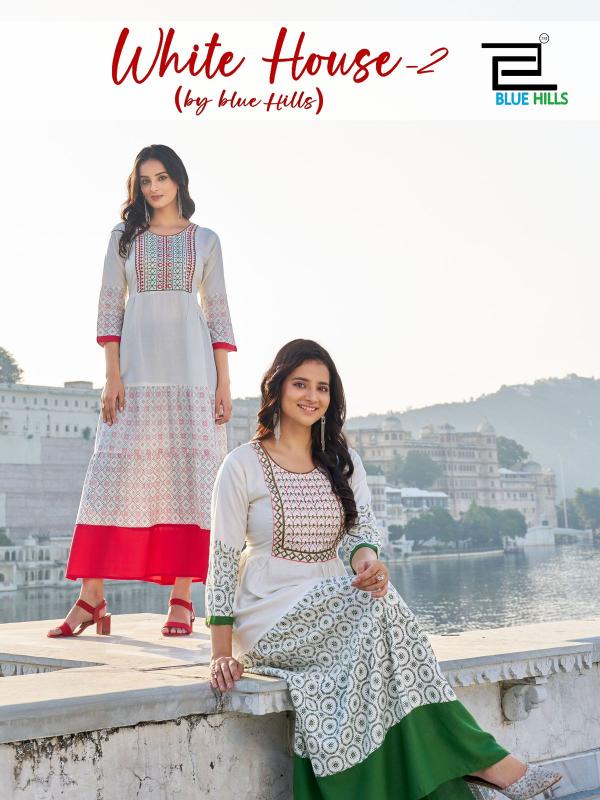 white house vol 2 by blue hills rayon print readymade combo long gown