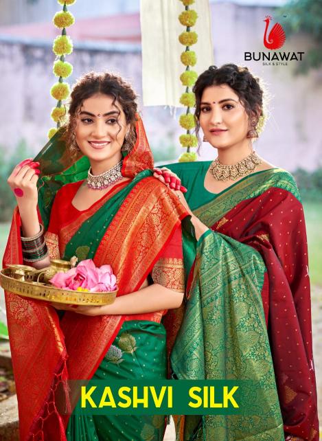 KASHVI SILK BY BUNAWAT WEDDING FESTIVAL WEAR SILK FABRIC SAREE COLLECTION