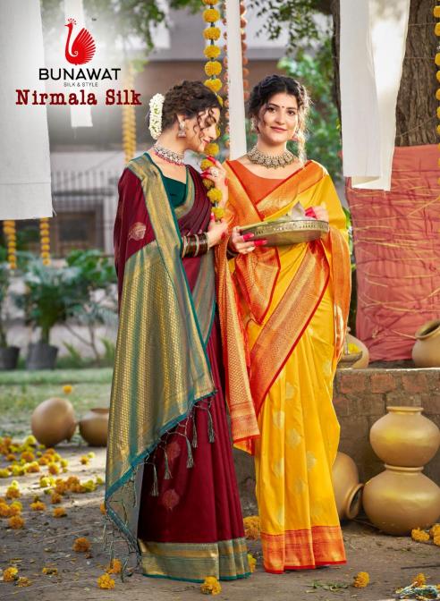 NIRMALA SILK BY BUNAWAT WEDDING FESTIVAL WEAR SILK FABRIC SAREE COLLECTION