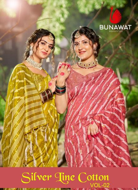 SILVER LINEN COTTON VOL 2 BY BUNAWAT WEDDING FESTIVAL WEAR LINEN COTTON FABRIC SAREE COLLECTION