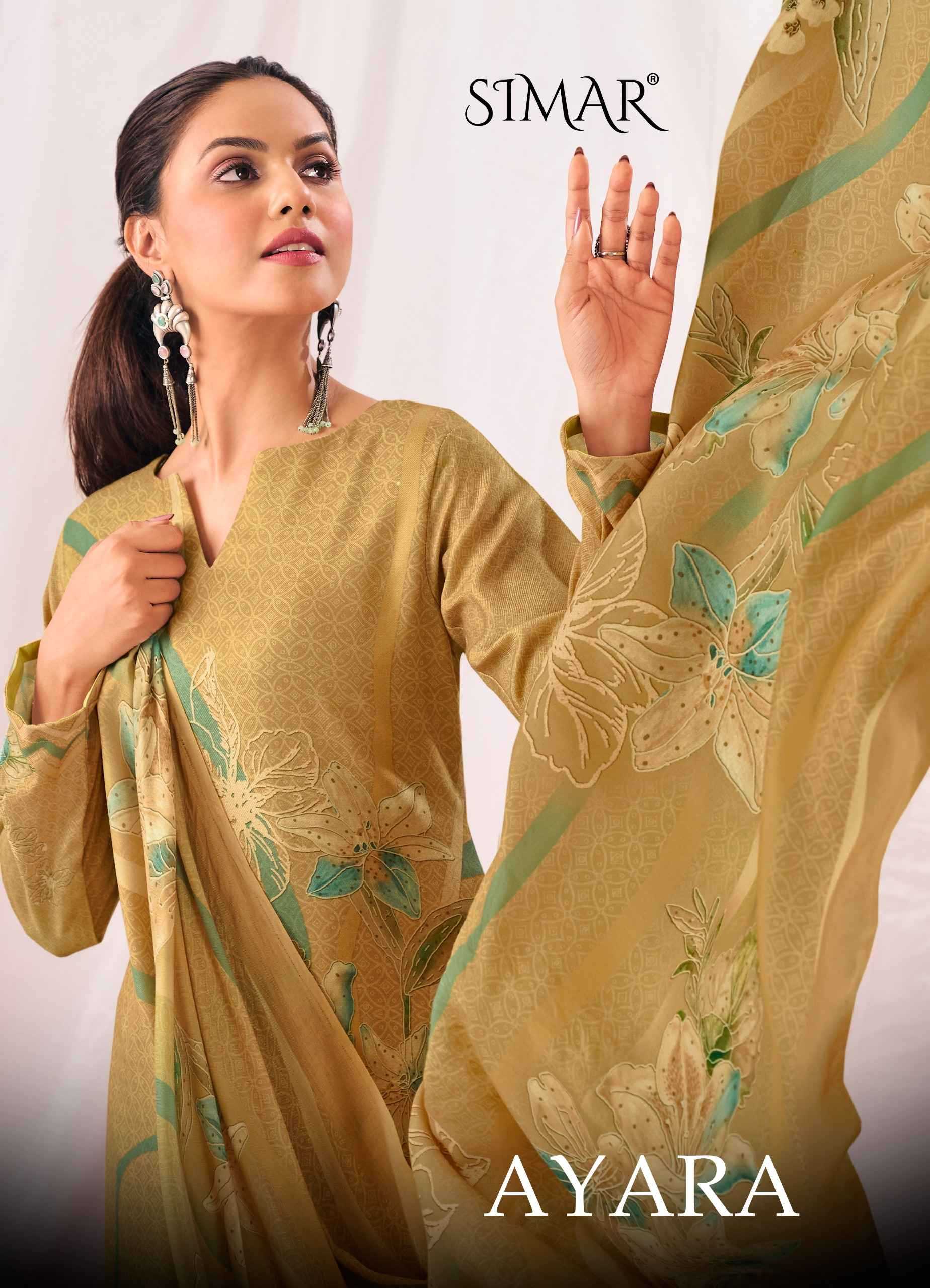 ayara by glossy digital printed pashmina winter collection suits