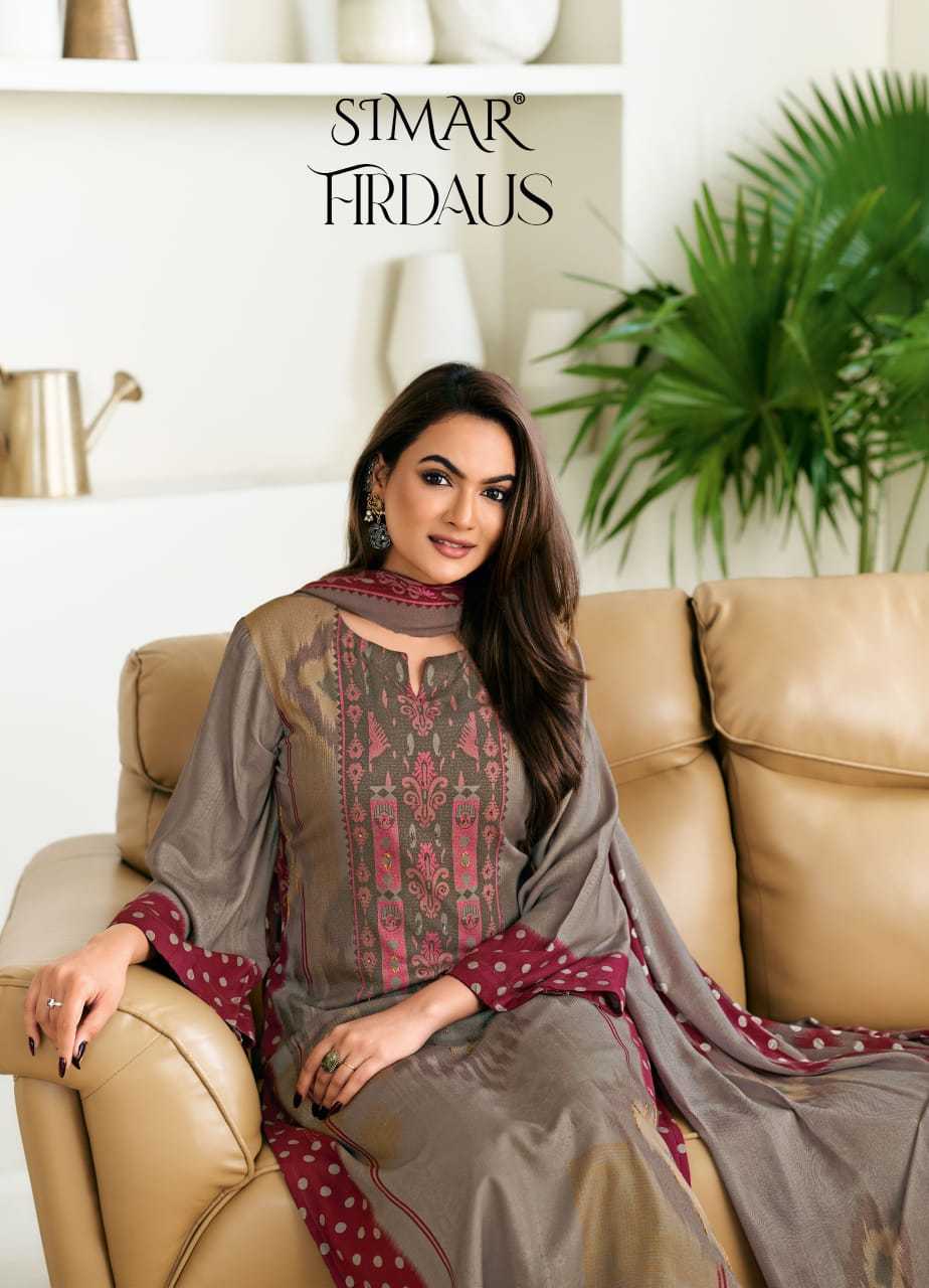 firdaus by glossy winter wear print viscose pashmina ladies suits