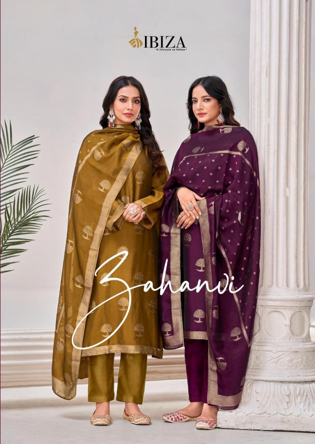 zahanvi by ibiza lifestyle banglory silk jacquard trendy ladies suits