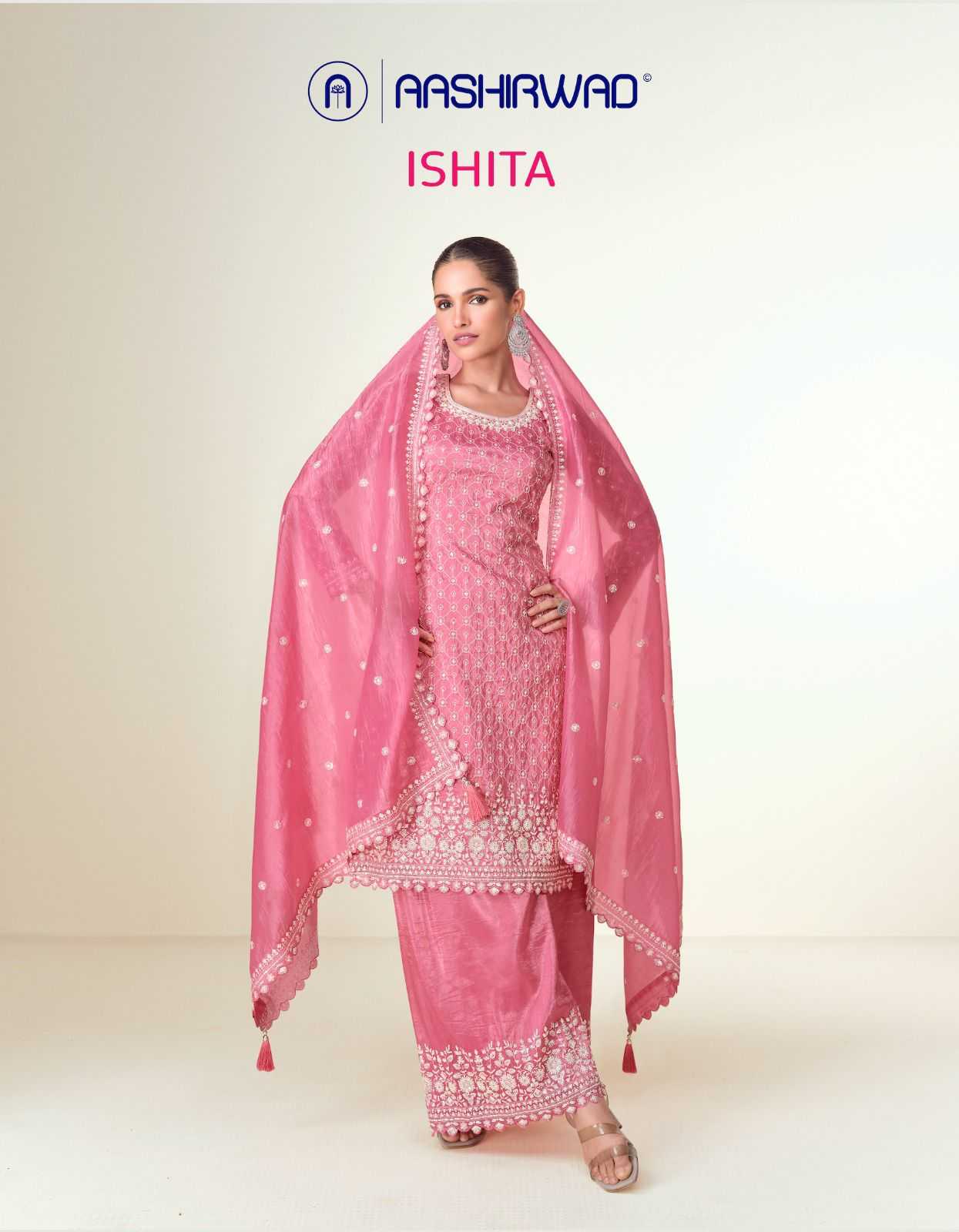 aashirwad creation ishita tissue crush occasion wear fully stitch 3pcs dress