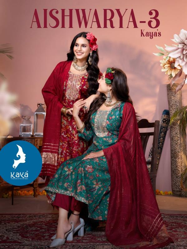 aishwarya vol 3 by kaya fullstitch big size chanderi modal print suits