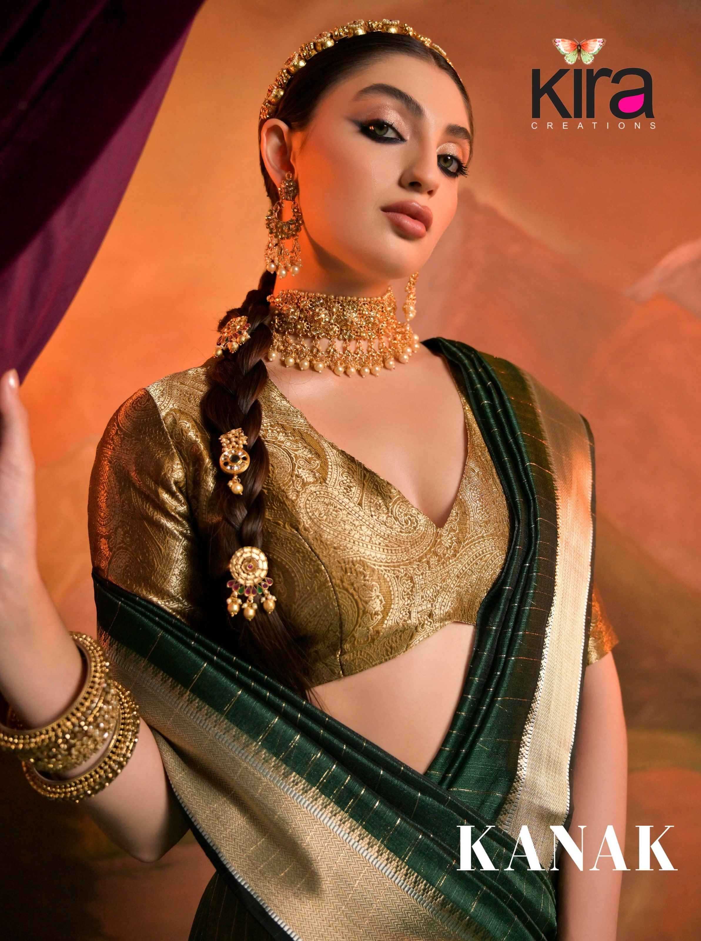 kanak by kira creation unique style moss trendy saree collection