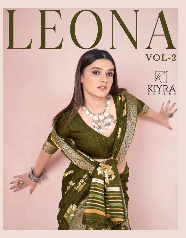 leona vol 2 by kiyra saree foil printed masmello unique saree
