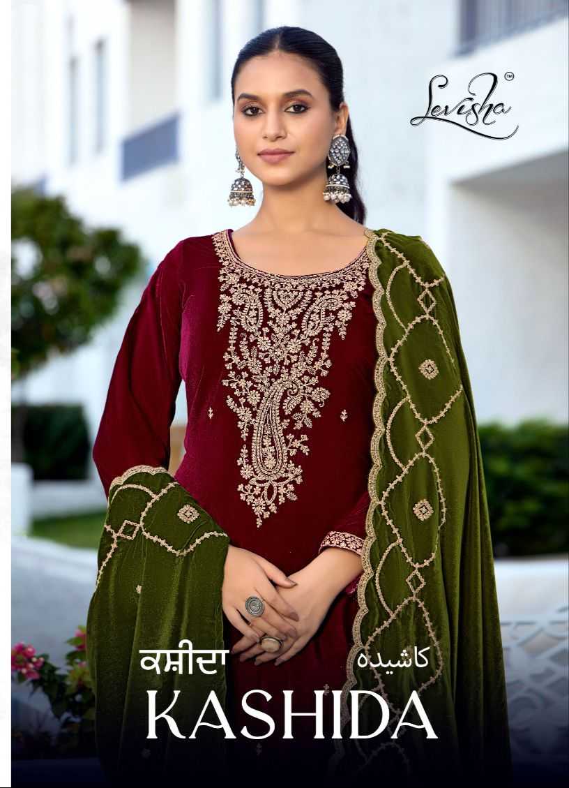 kashida by levisha winter wear embroidery velvet ladies suits