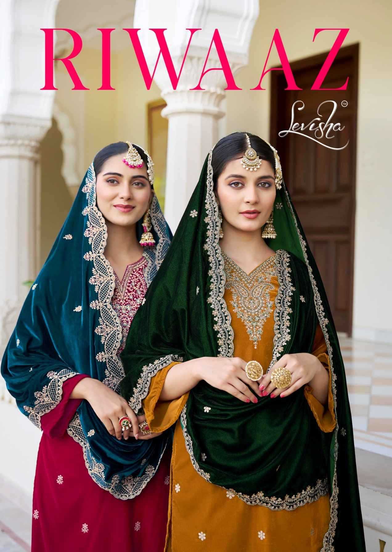 riwaaz by levisha winter special embroidery velvet designer ladies suits