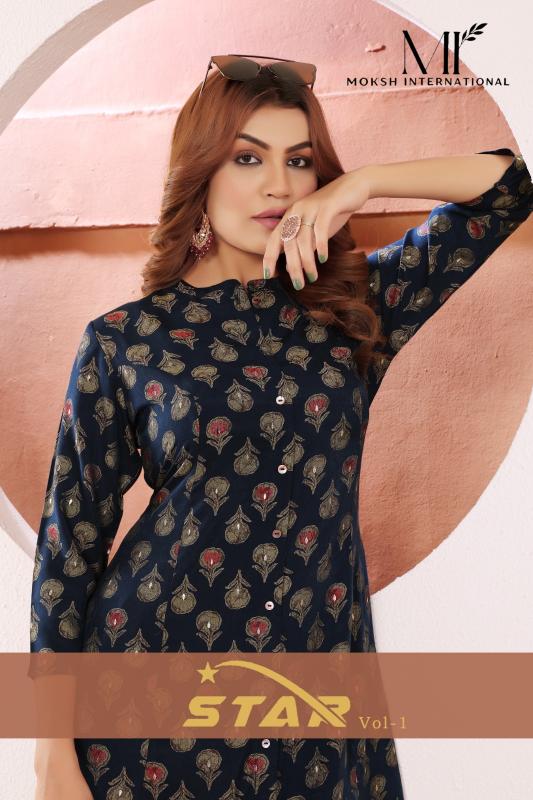 star vol 1 by moksh fullstitch combo viscose muslin print long kurti