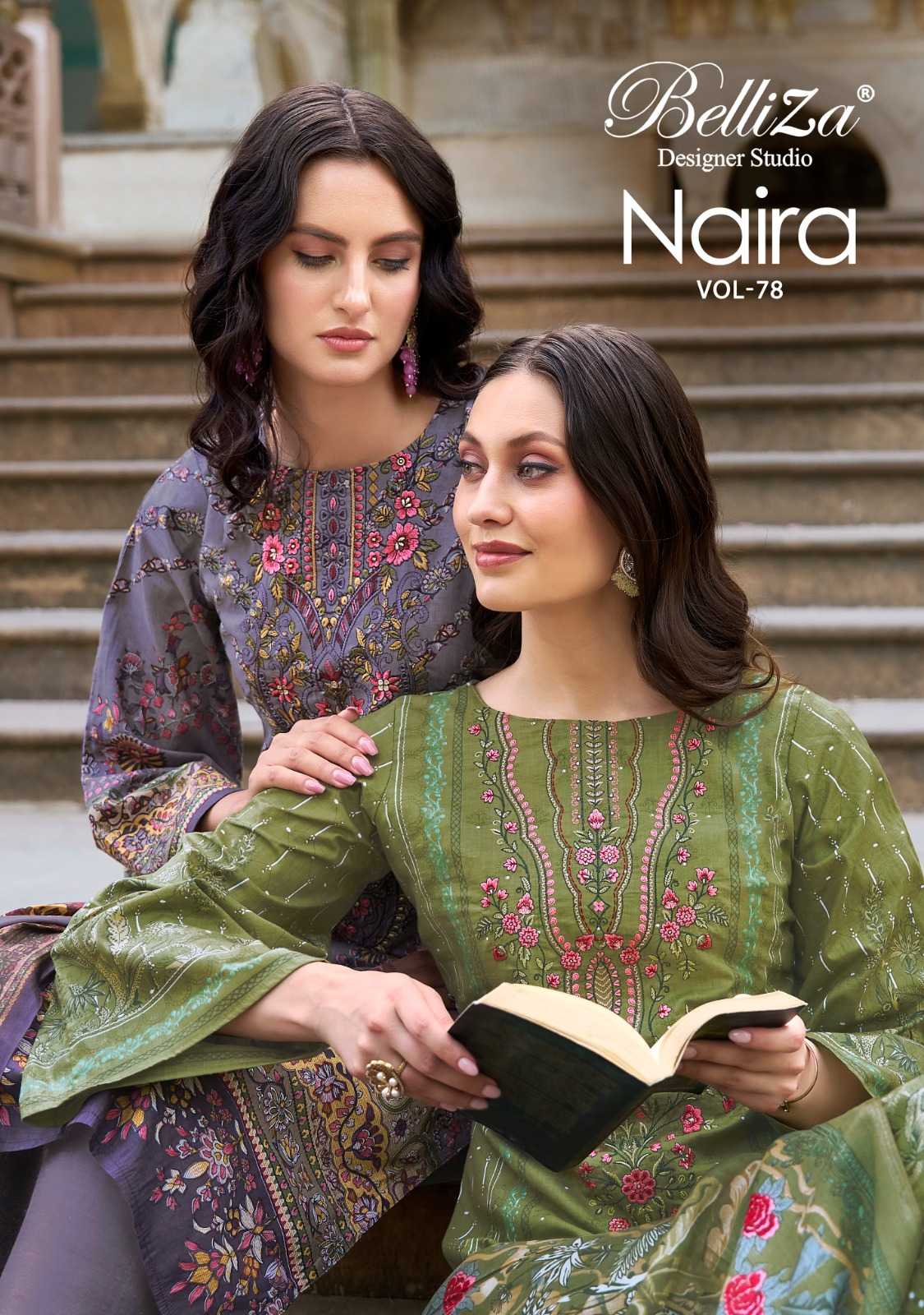 belliza designer naira vol 78 cotton print pakistani style 3pcs dress