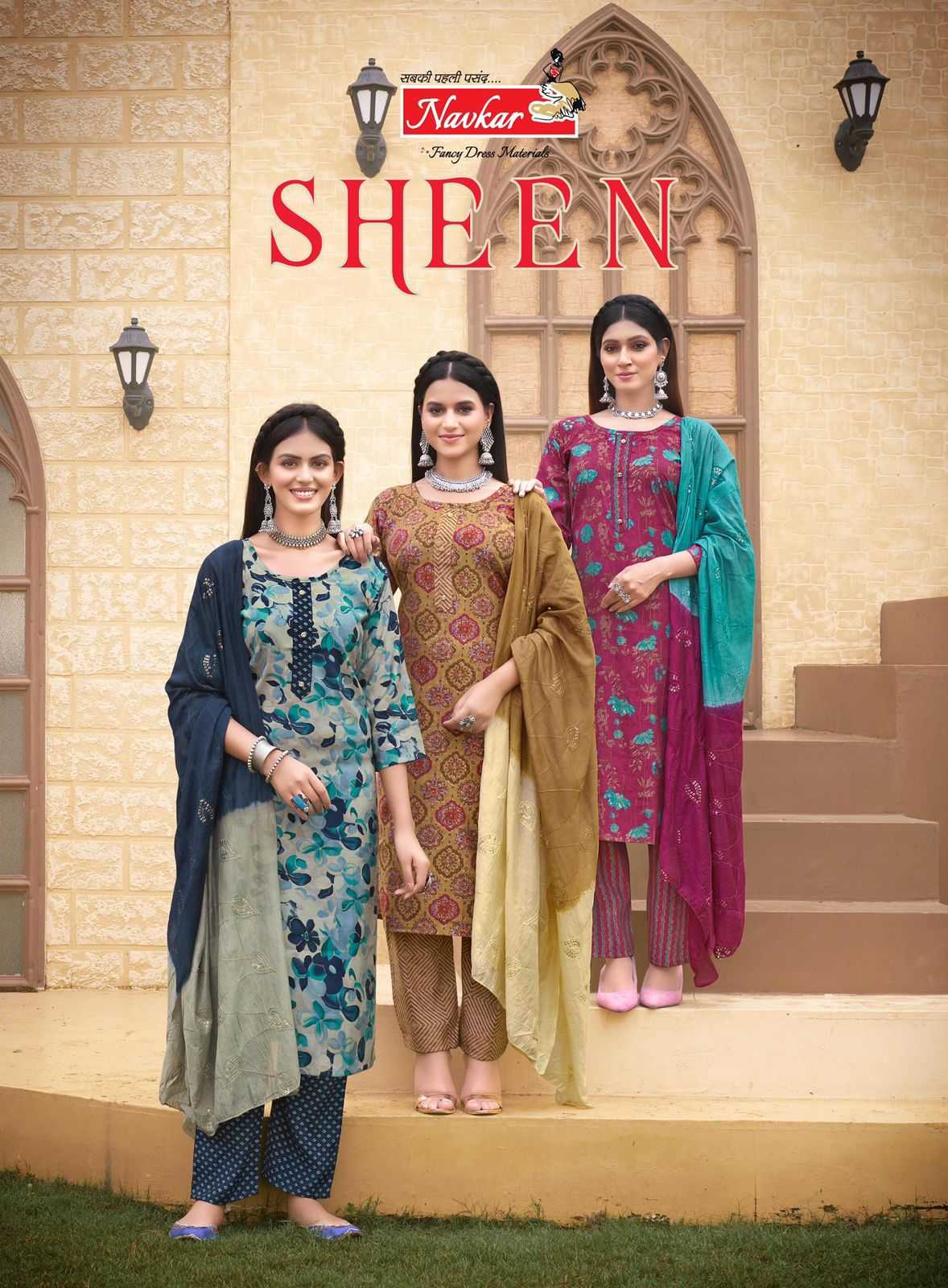 sheen vol 1 by navkar muslin casual fully stitch printed 3pcs dress