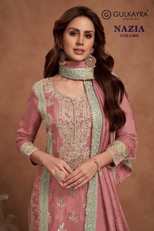 gulkayra designer nazia colors readymade exclusive simmer silk 3pcs dress
