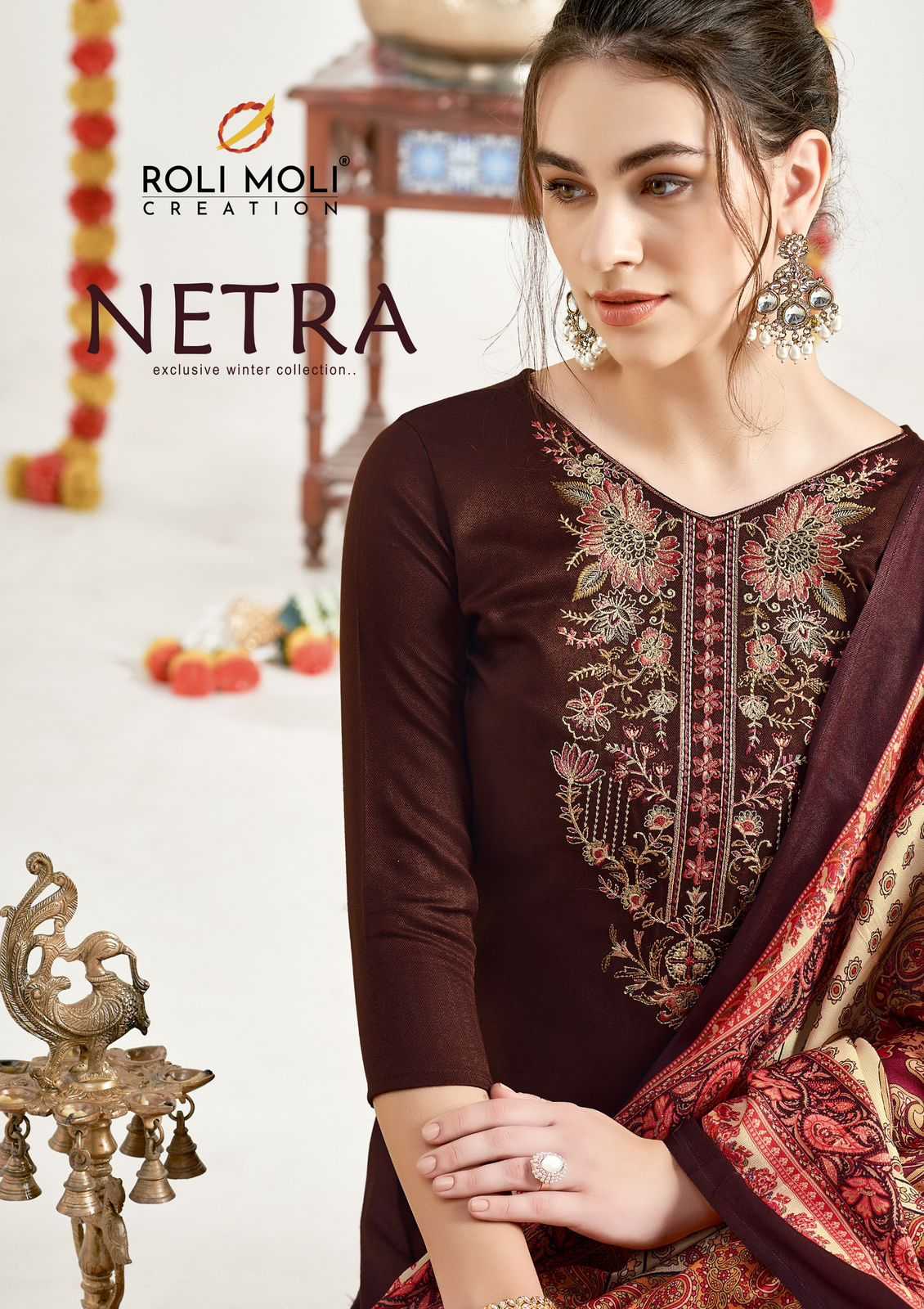 roli moli creation netra embroidery work pashmina winter collection suits