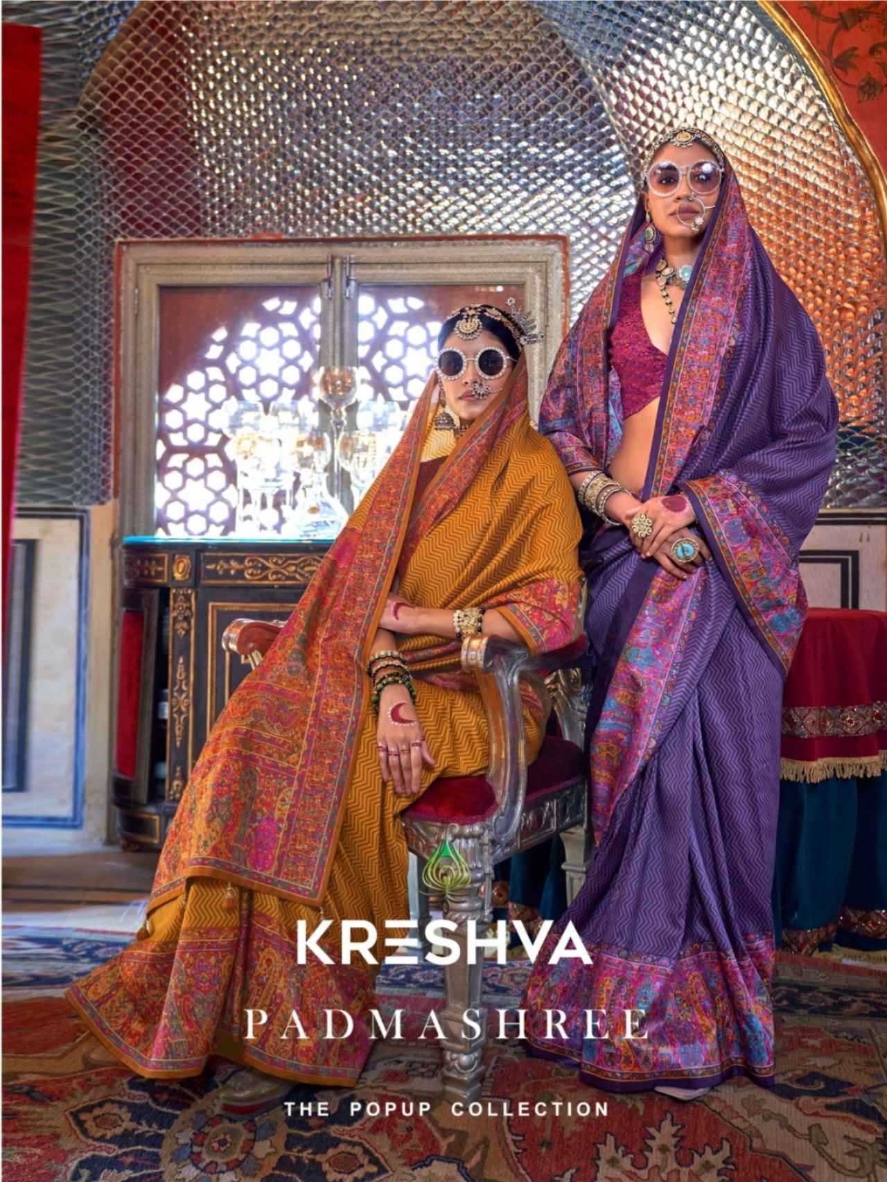 kreshva padmashree unique design print silk saree online