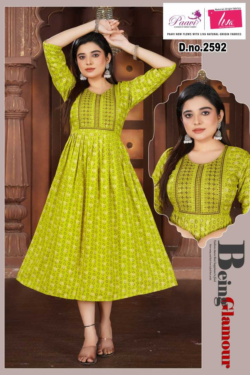 pavi 2592-2607 unique heavy liva rayon embroidery combo kurti