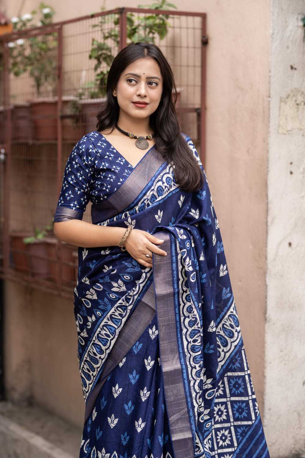 pr kc 149 indigo special batik print unique silk saree online