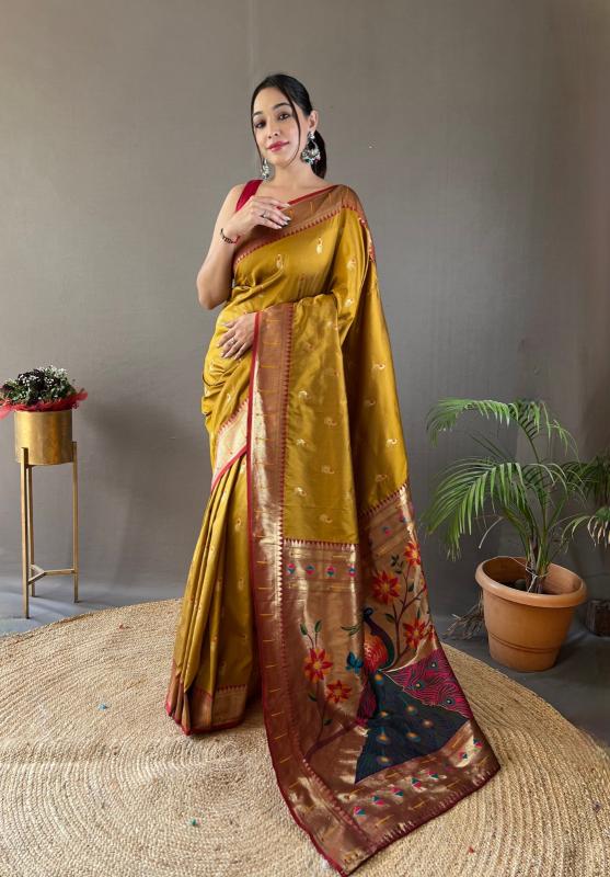 pr kc 3054 fashionable paithani silk trendy saree 