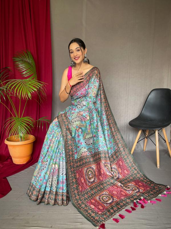 pr kc 3055 unique digital printed malai cotton saree