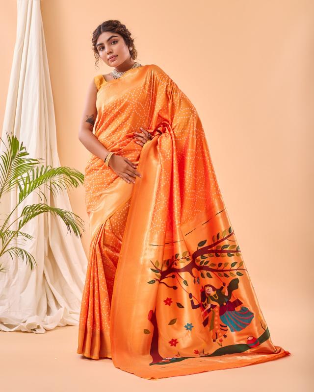 pr kc 3056 attractive colour bandhani weaving silk saree
