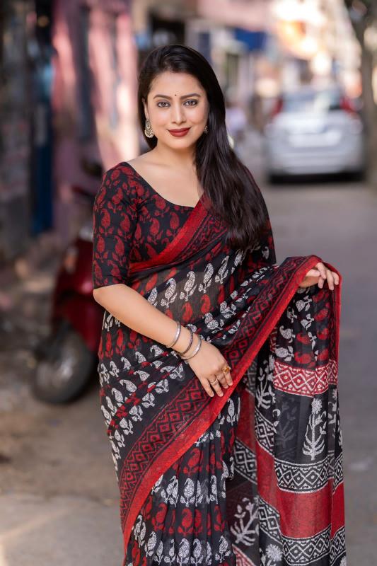 pr kc 4 mango stylish print beautiful linen trendy saree