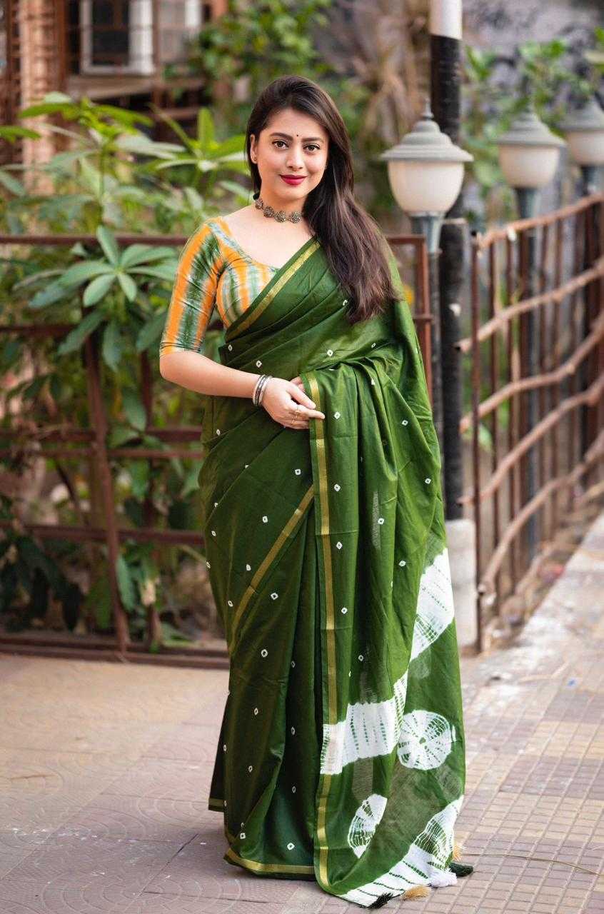 pr kc bandhej chanderi cotton print pretty look women saree 