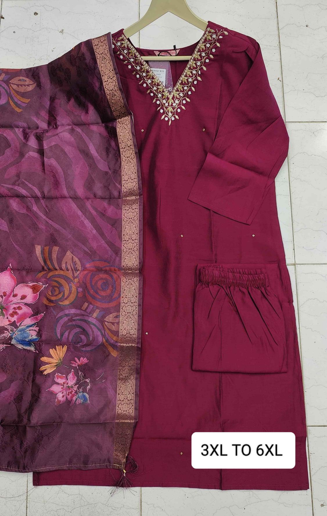 pr kiara plus size combo fullstitch roman kurti pant with dupatta