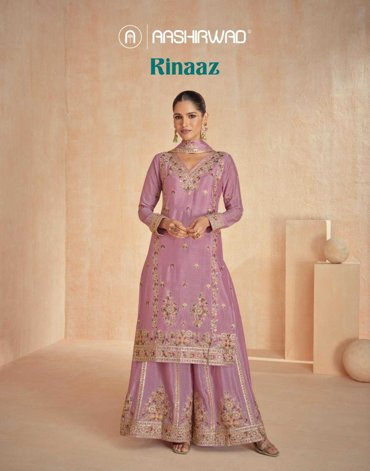 aashirwad creation rinaaz fully stitch chinon silk fashionable 3pcs dress