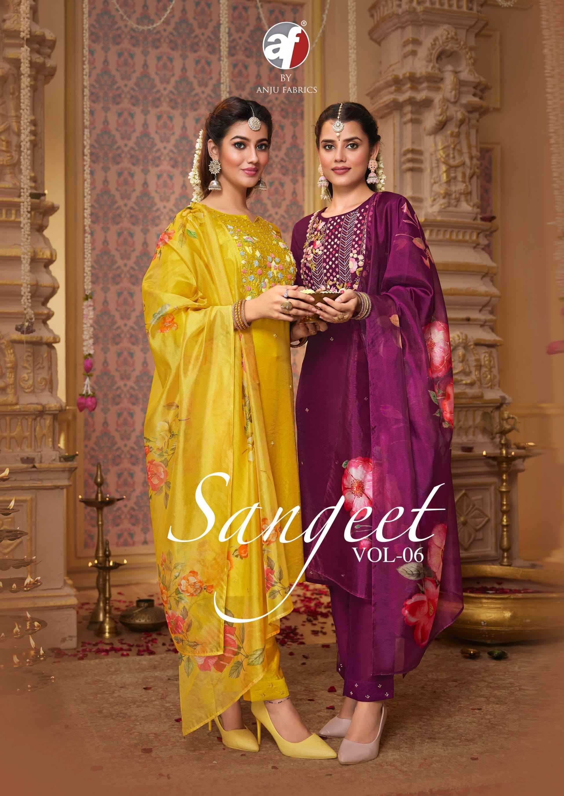 anju fabs sangeet vol 6 fullstitch big size modal handwork festive wear suits