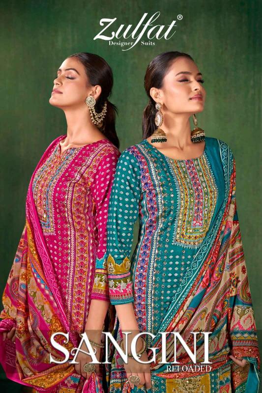 zulfat designer sangini embroidery work jam cotton ladies suits