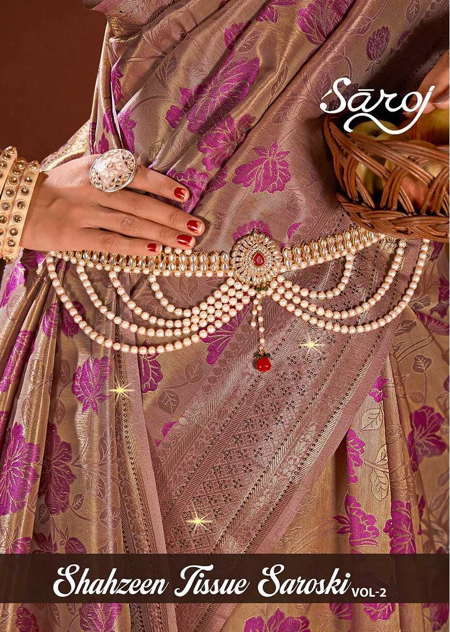 Shahzeen tissue swarovski Saroj vol.2 Satin tissue silk saree