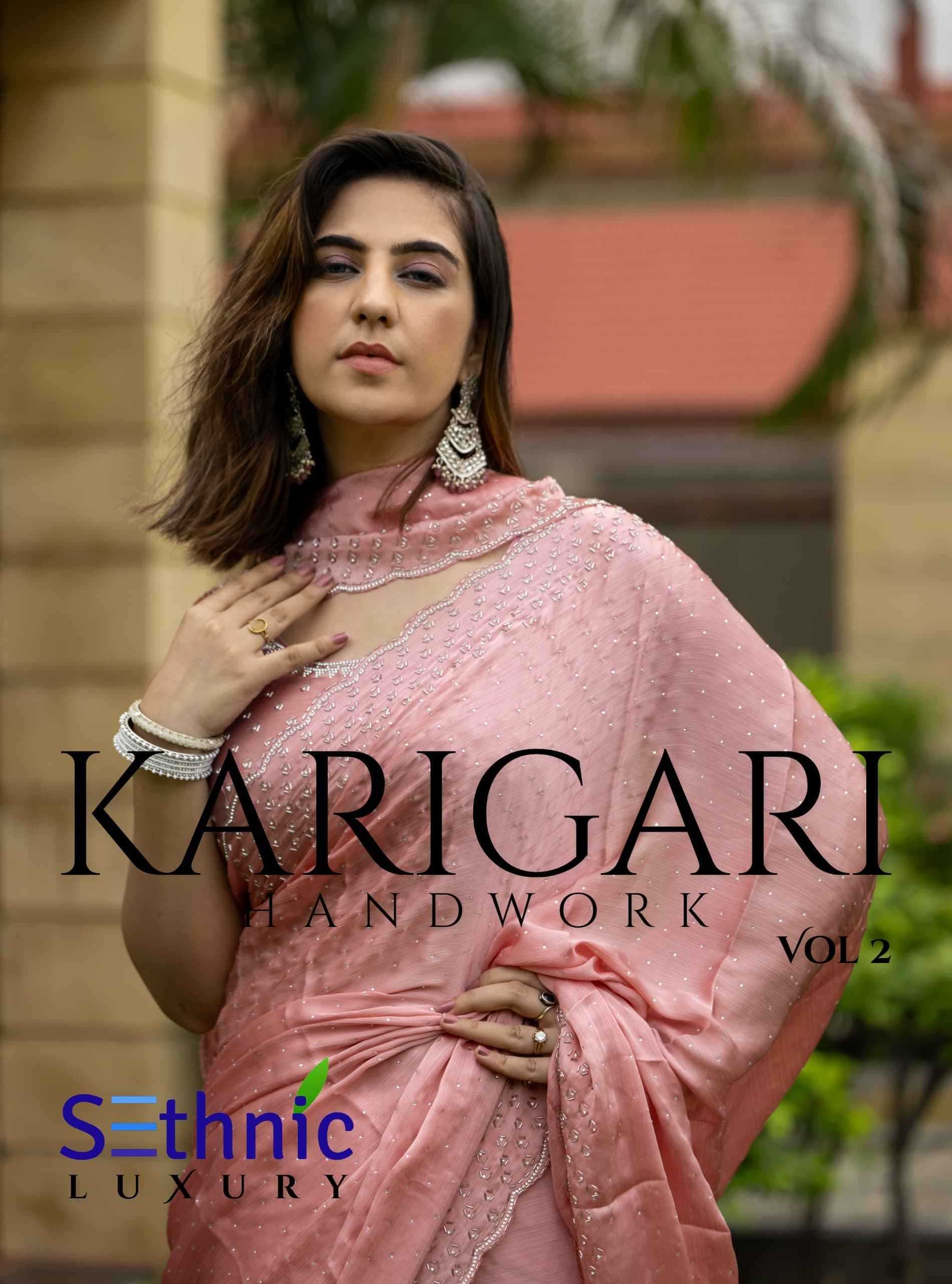 karigari vol 2 by sethnic lifestyle attractive look satin chiffon saree