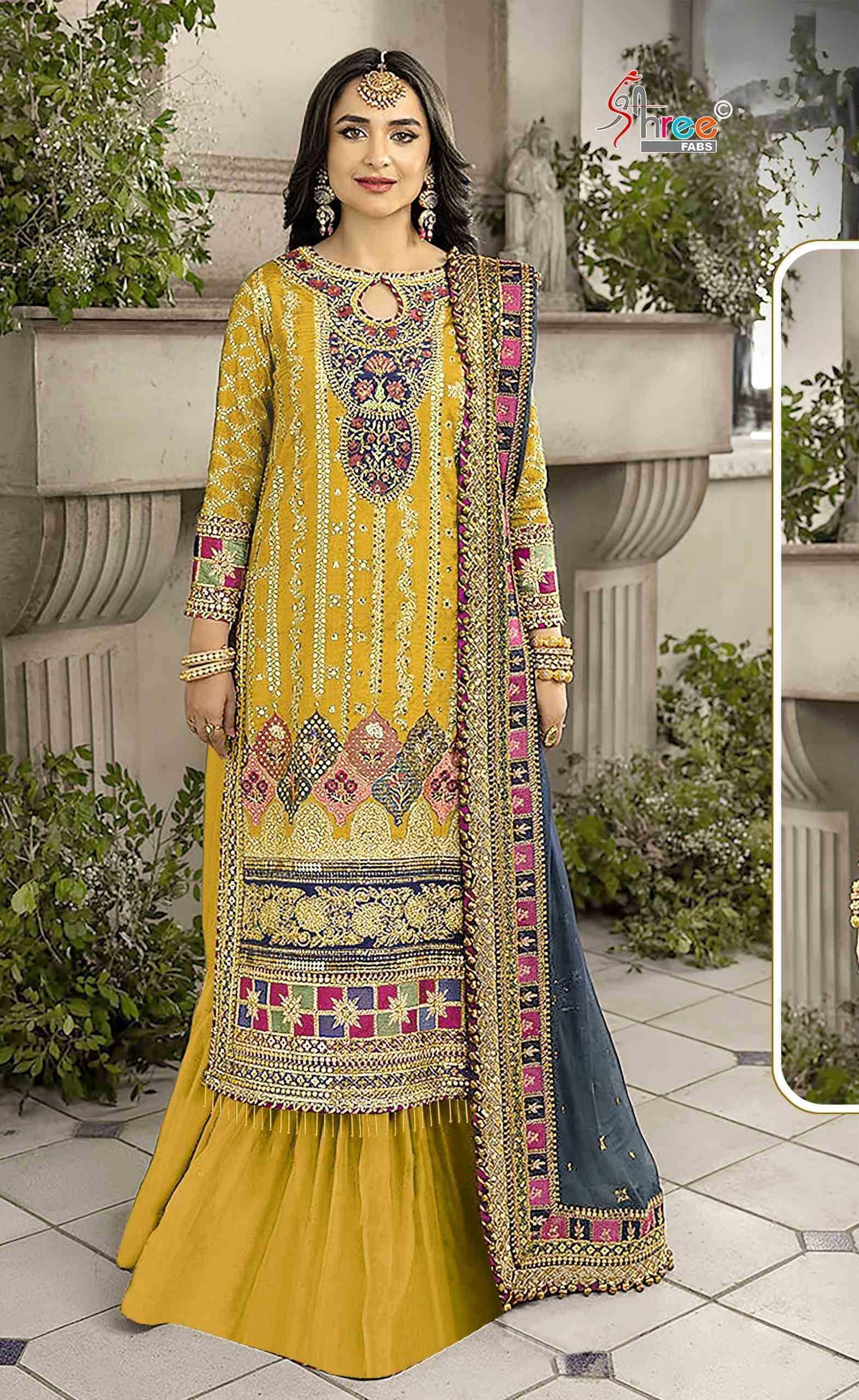 k 5181 by shree fabs unique style heavy embroidery organza suits