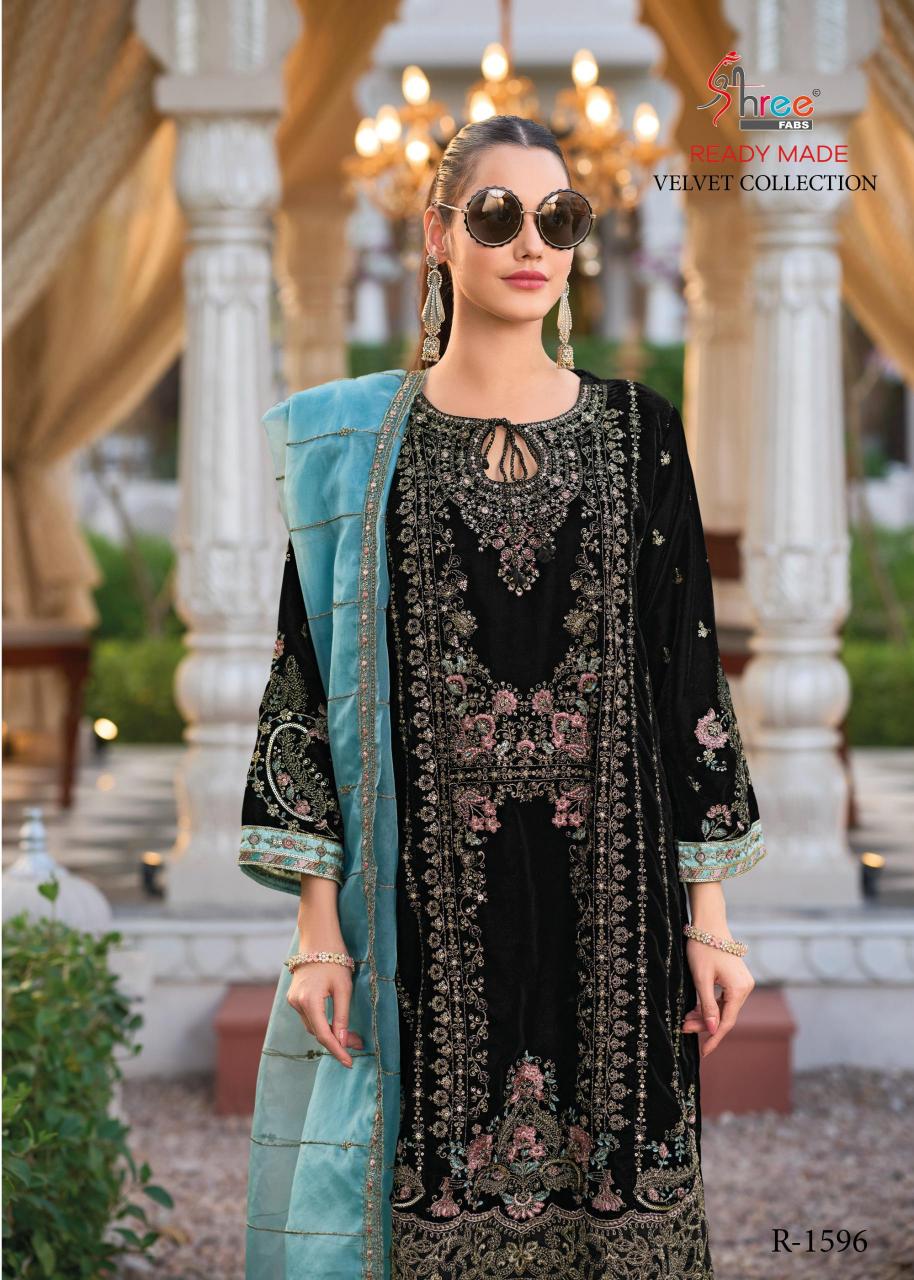r 1596 by shree fabs pakistani fullstitch velvet winter ladies suits