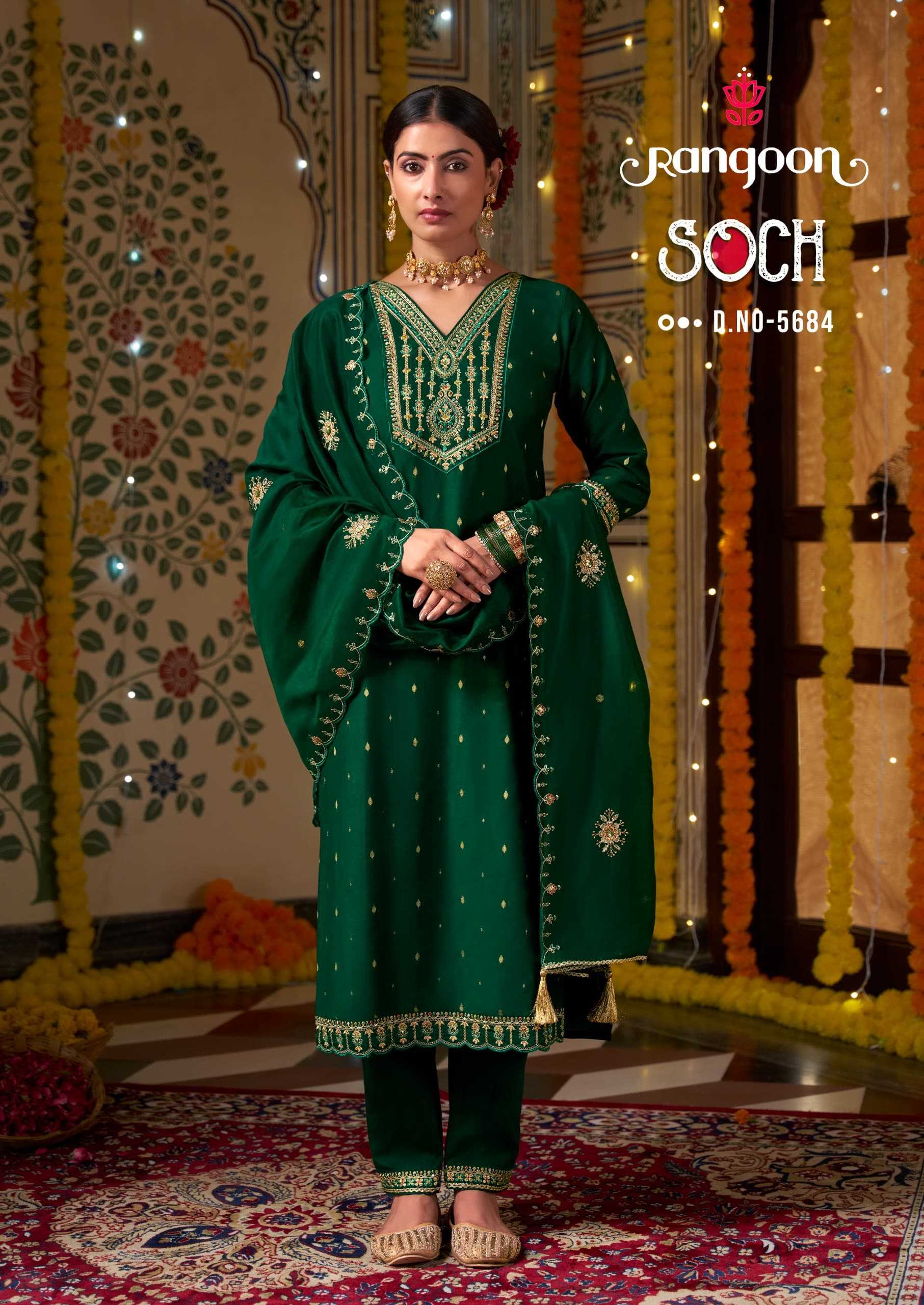 rangoon soch viscose jacquard embroidery work fullstitch 3pcs dress