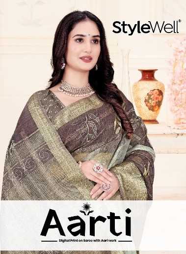 aarti by stylewell soft organza unique print women saree