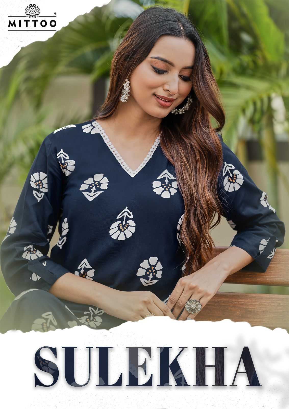 mittoo sulekha rayon print exclusive design full stitch kurti with pant