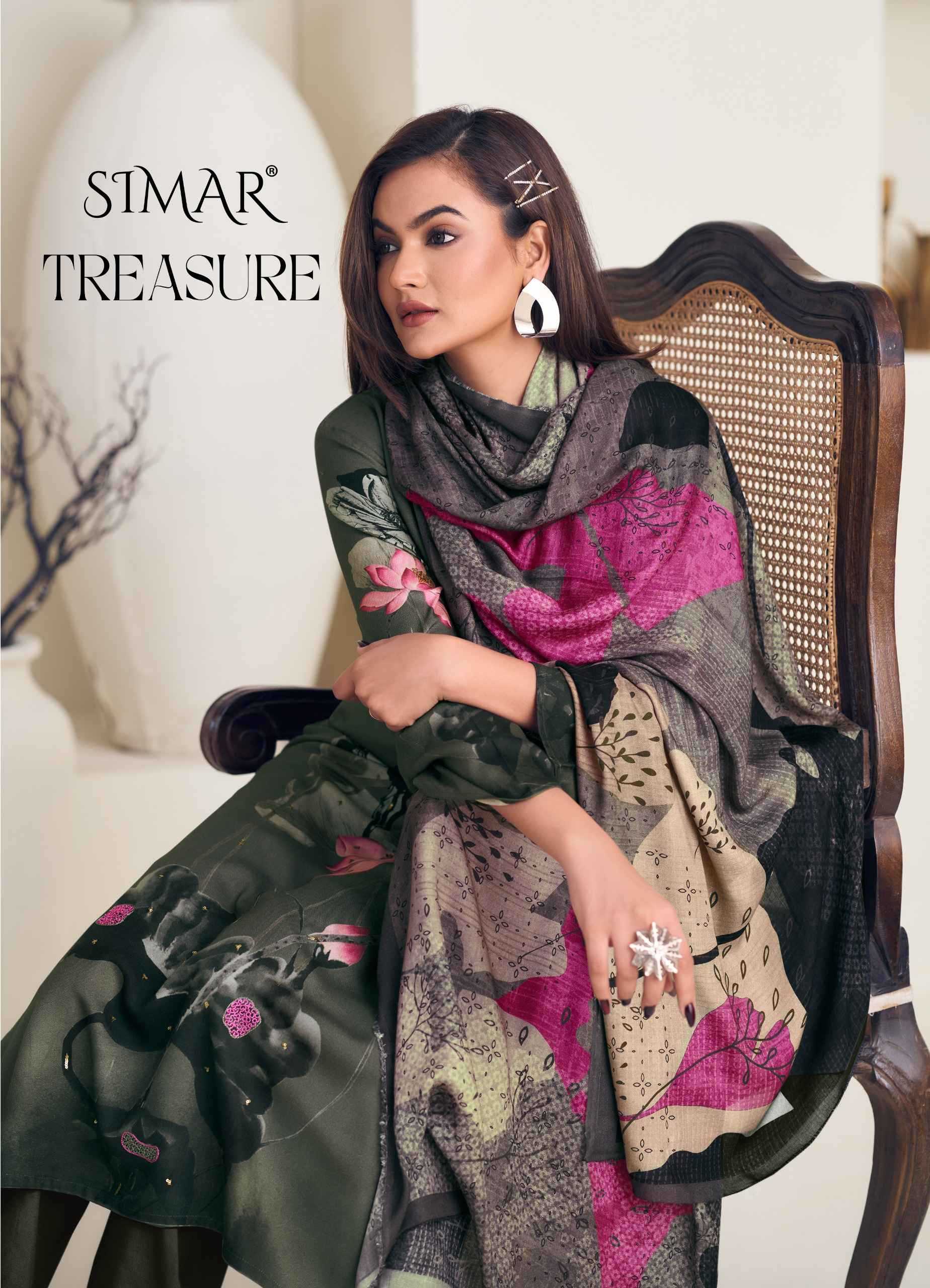 glossy treasure winter wear print  viscose pashmina ladies suits