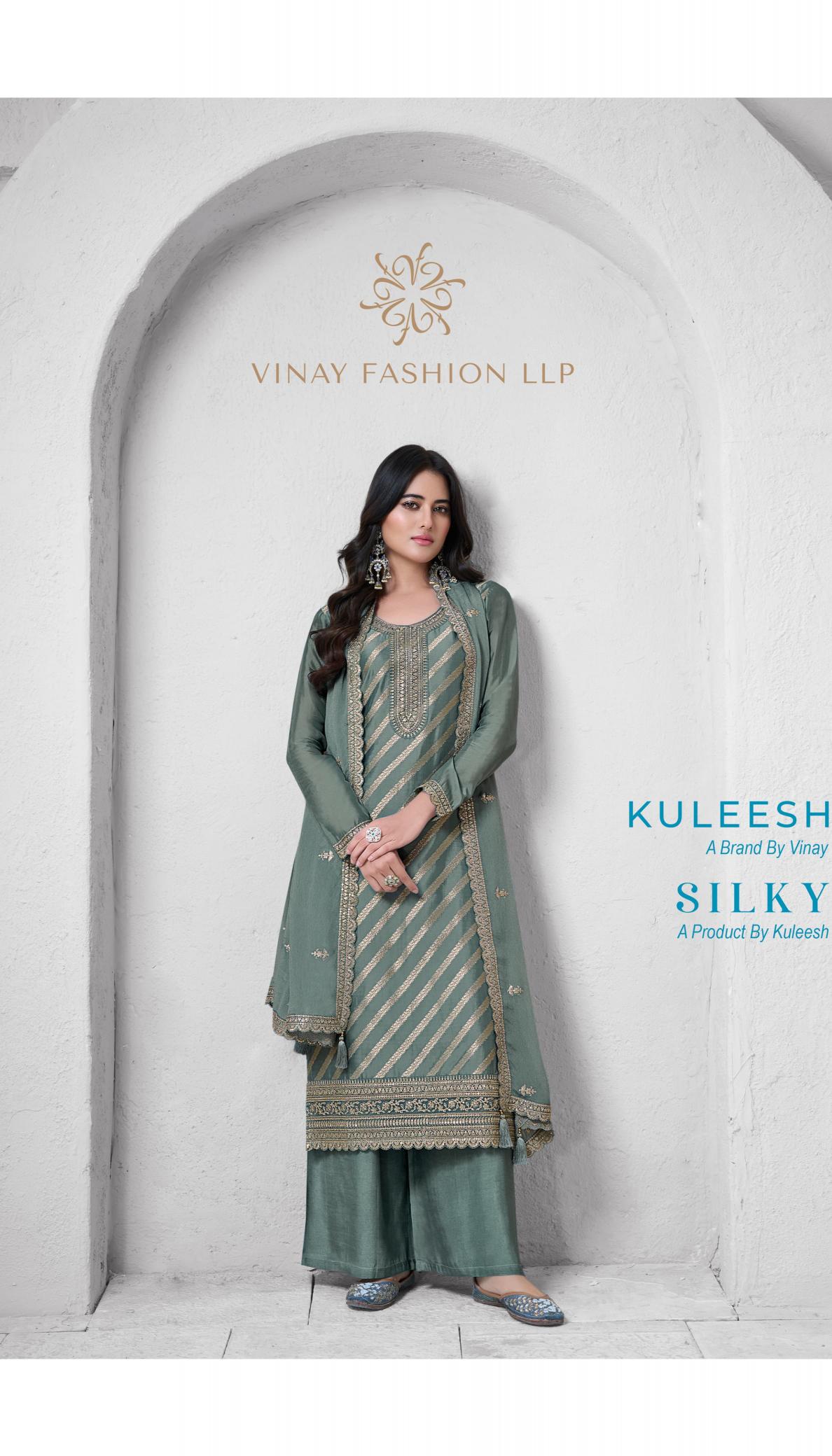 silky by vinay kuleesh fashionable fully stitch plus size salwar suit 