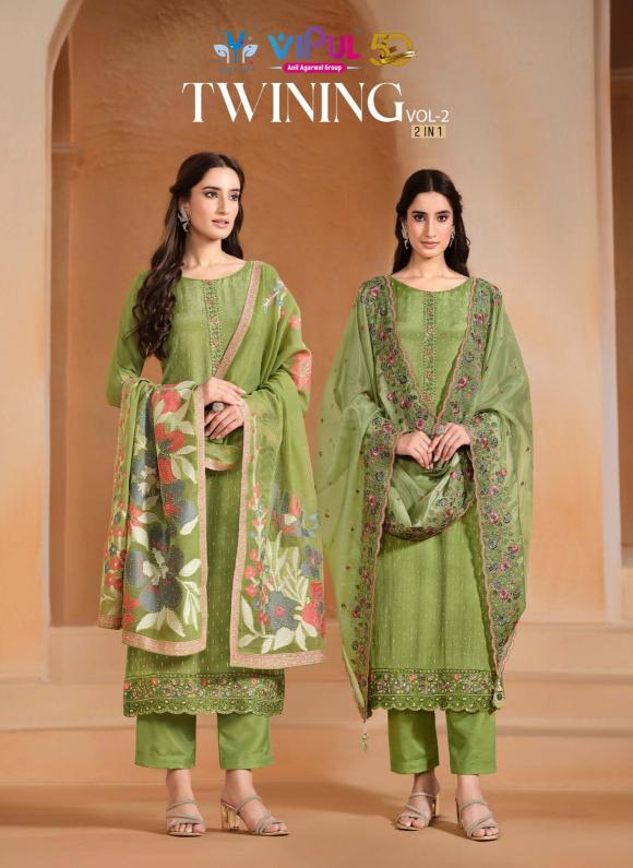 twining vol 2 by vipul fashion embroidery chinon chiffon unique suits