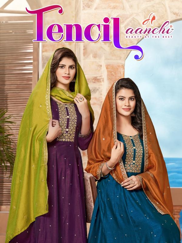 tencil by aanchi readymade vichitra silk elegance style 3pcs dress