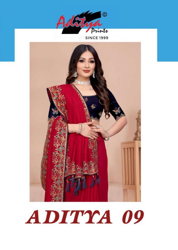 aditya vol 9 by aditya prints designer casual wear vichitra blooming stone saree 
