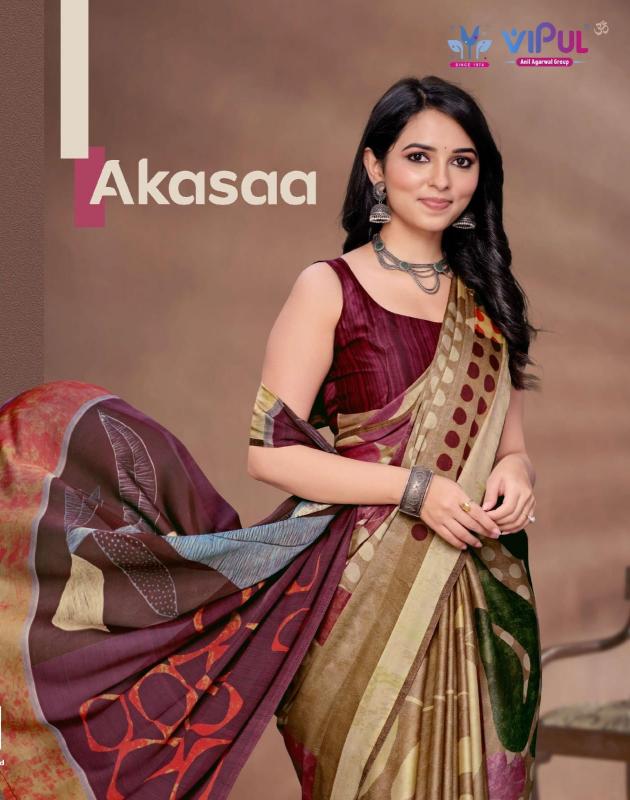 vipul akasaa 86958 - 86869 unique colours satin silk saree with blouse 