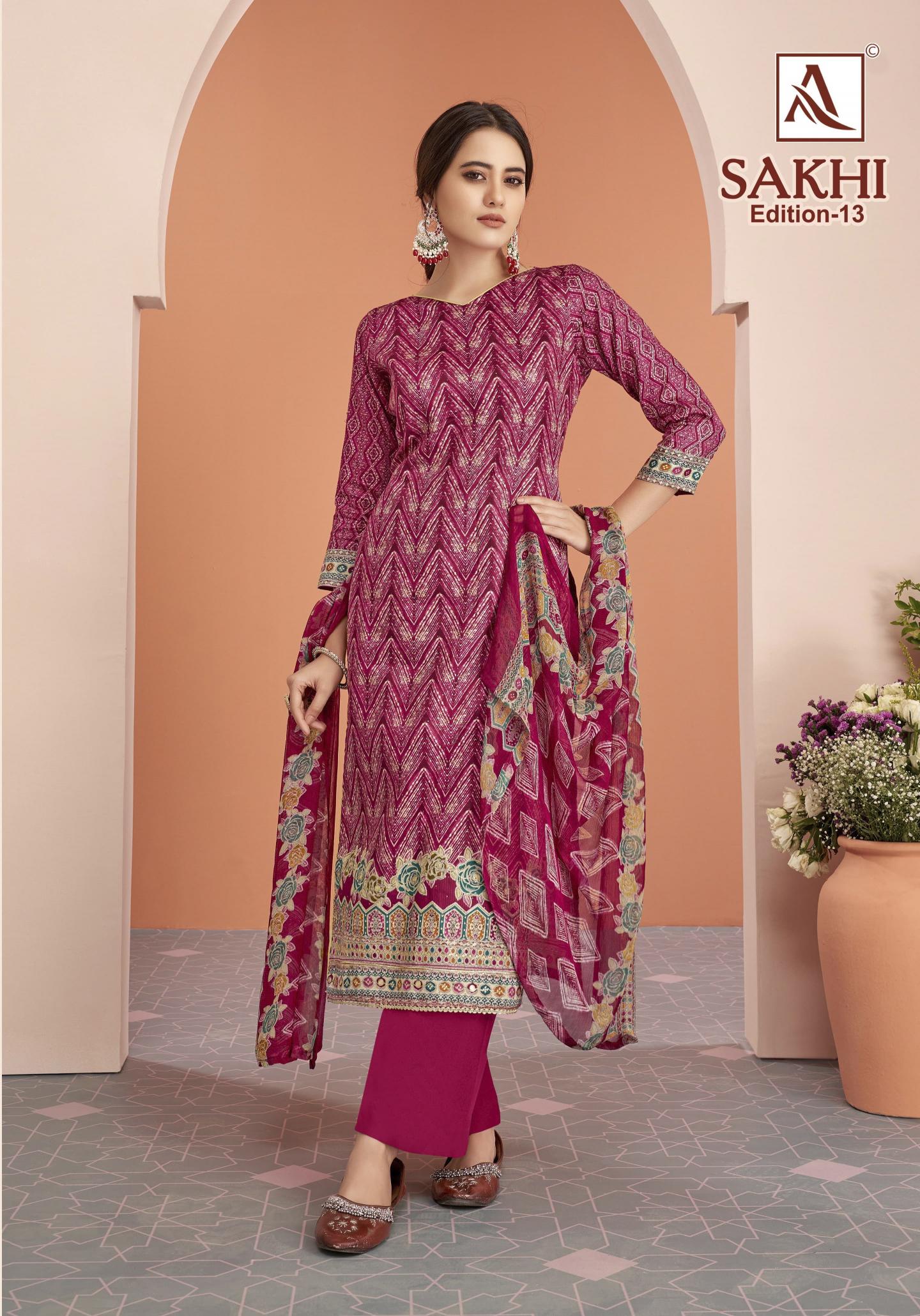 sakhi vol 13 by alok suit designer print zam discharge ladies ethnic wear salwar kameez 