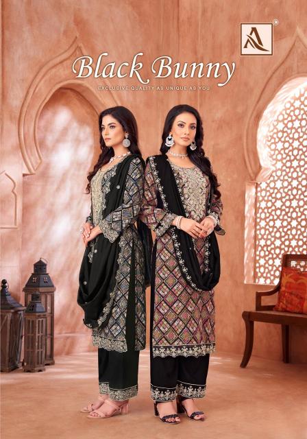 black bunny alok suits discharge printed viscose rayon suits